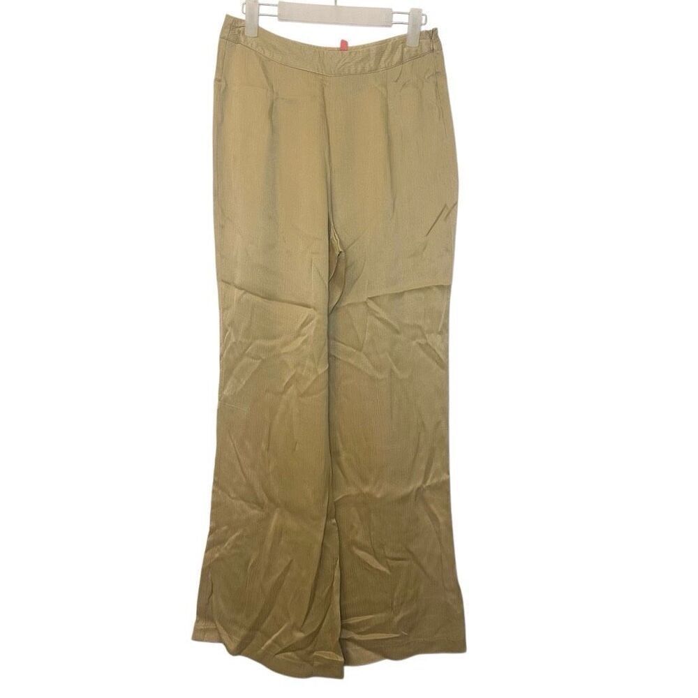 Forever 21 Wide Leg Silky Textured Mustard Gold Dress Pants Size Medium
